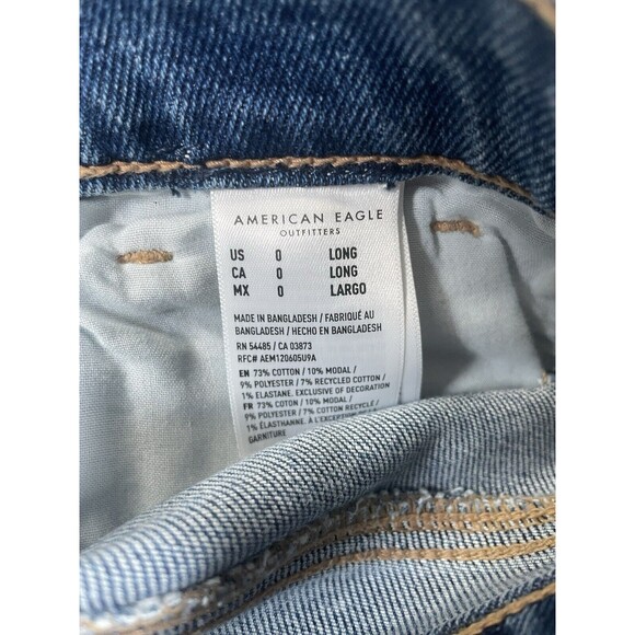 American Eagle Jeans Womens 0 Long Blue Tom Girl Stretch Light Wash Tag - Picture 3 of 11